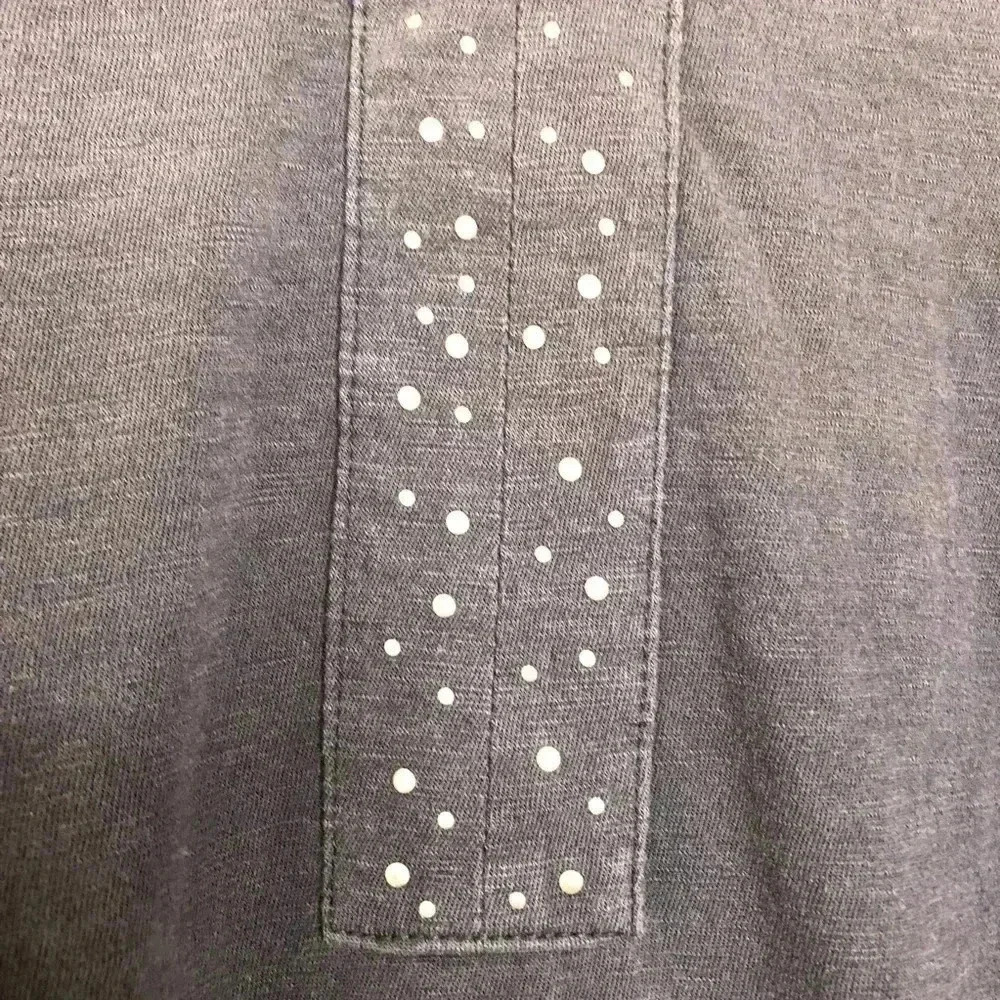 Olsen Europe  Tunic Shirt Dark Blue Rivets V-Neck Size 8 - Picture 3 of 16